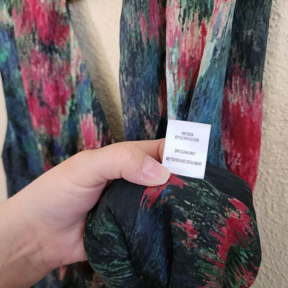 HAUTE HIPPIE 100% Silk Wrap Blouse Abstract Floral Multi HH Tank Women's S $179 - Picture 5 of 10